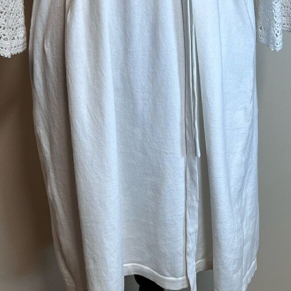 NWT $285 Cynthia Steffe White Cotton Crocheted Bell Sleeve Dress Women Sz L - Picture 3 of 8